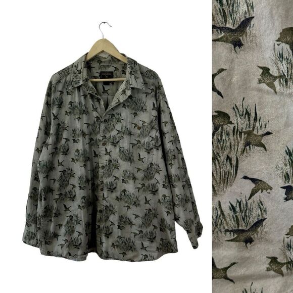 Woolrich 2XL Button Shirt Ducks Outdoor Hunting Cotton Long Sleeve Mens